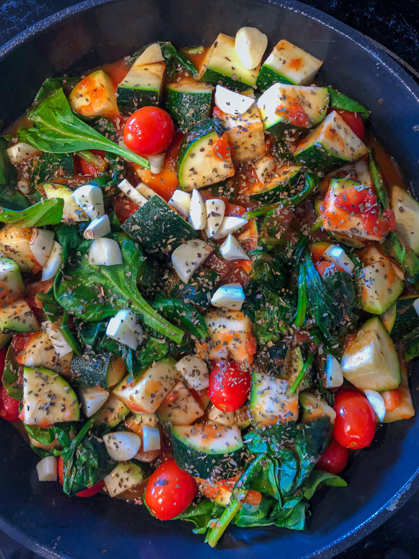 Supriya Raman Marinara Baked Vegetables with Garlic-Caper Fried Broccoli Rice