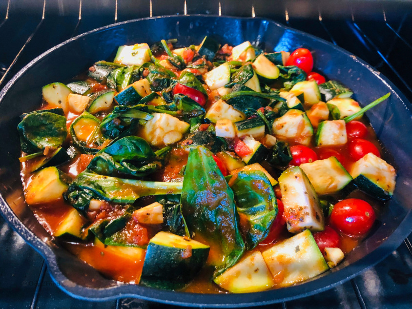 Supriya Raman Marinara Baked Vegetables with Garlic-Caper Fried Broccoli Rice