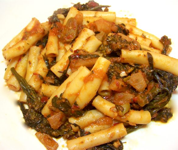 Ziti with Broccolini and Spinach in Roasted Garlic Marinara