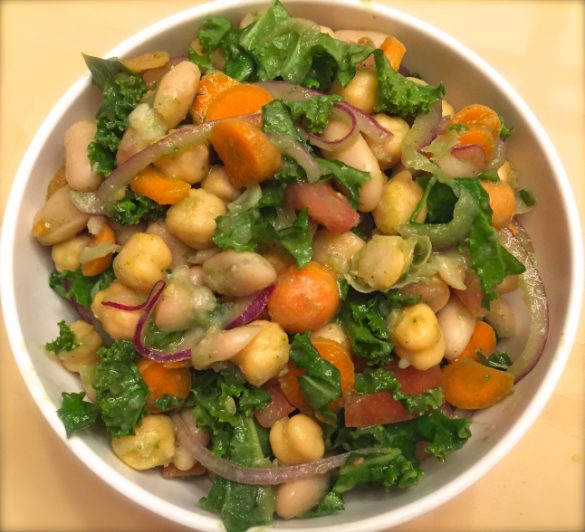 Kale and Bean Salad with Mint-Lime dressing