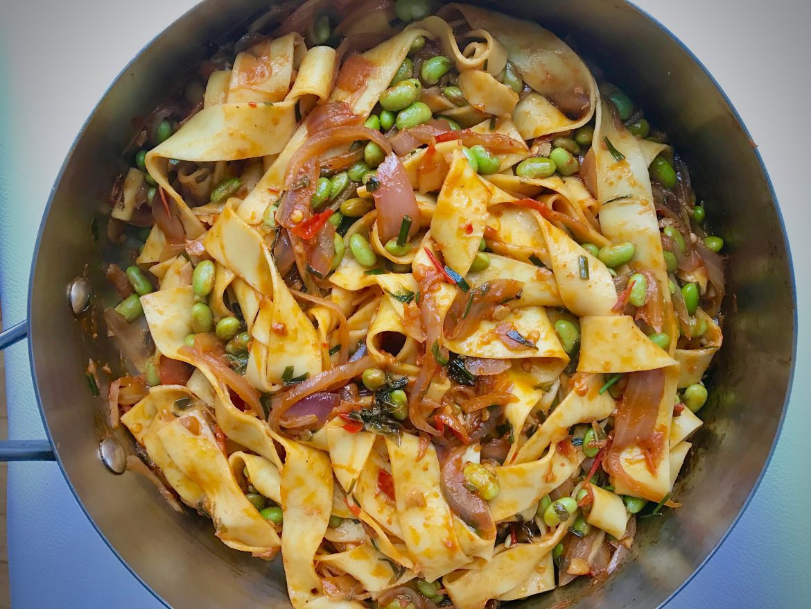 Pappardelle with Harissa and Mint