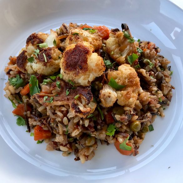 Coriander dusted Cauliflower with Cumin & Paprika Wild Rice (IP Recipe)