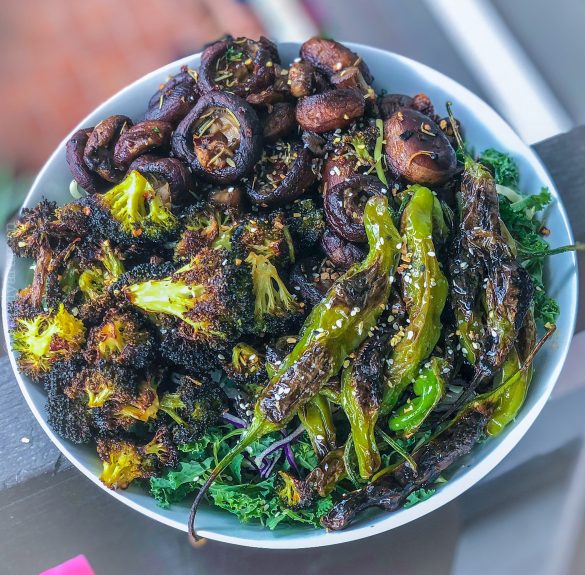 Balsamic Kale Salad w/Herb Roasted Veggies