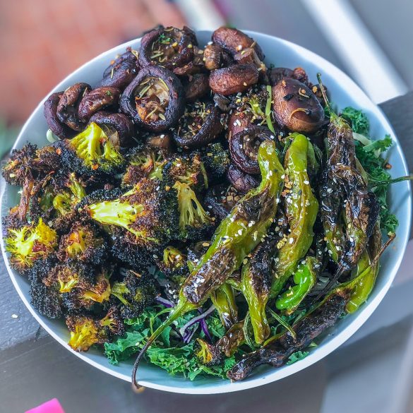 Balsamic Kale Salad w/Herb Roasted Veggies