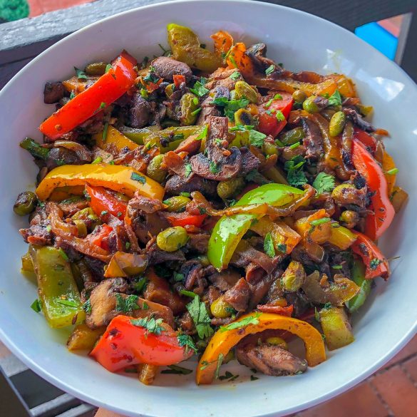 Indian Skillet-fried Colorful Peppers, Mushroom , Edamame