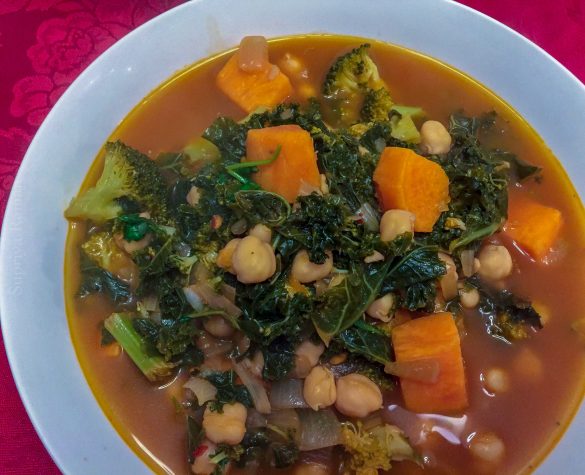 Kale Soup w/Turnip, Sweet Potato and Chickpeas