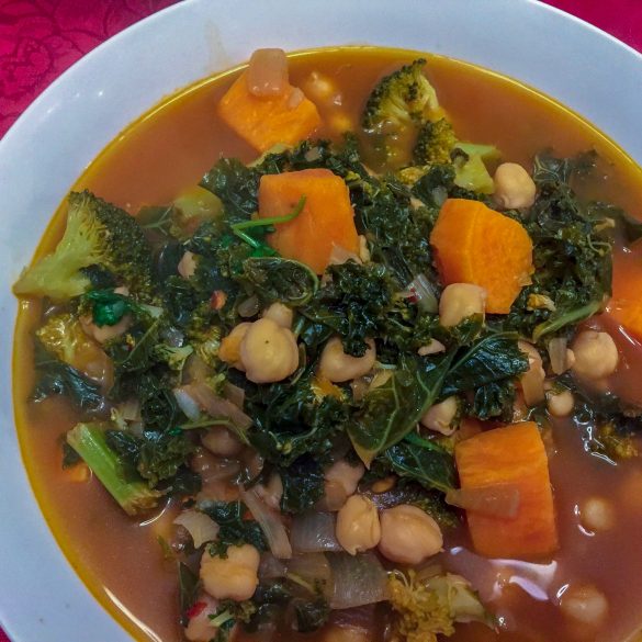 Kale Soup w/Turnip, Sweet Potato and Chickpeas