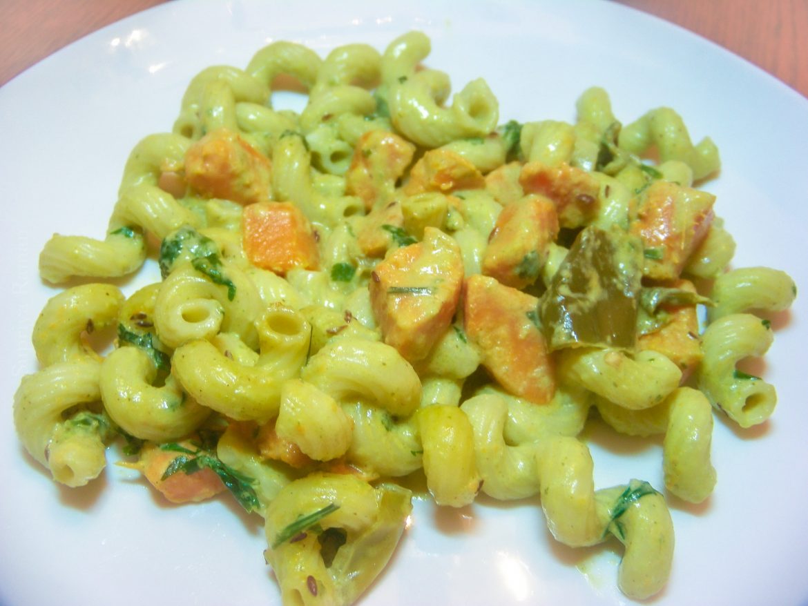 Sweet Potato and Poblano Curry Pasta
