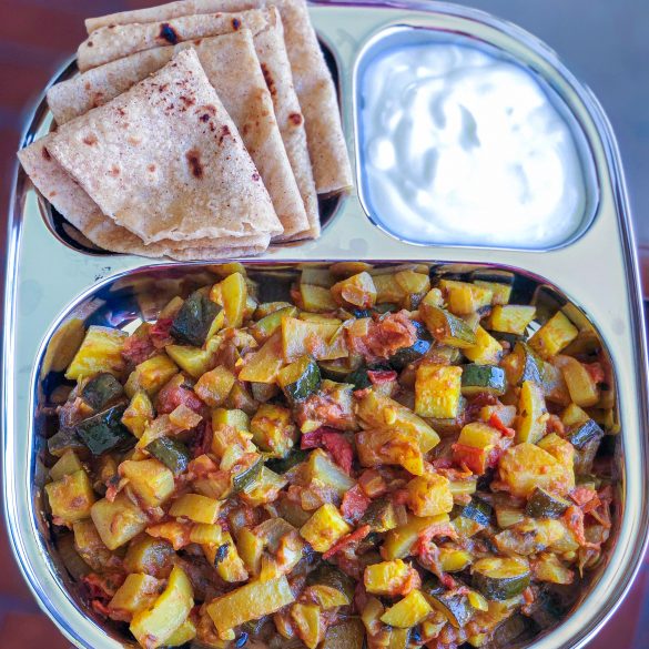 Spiced Ghee sauteed Zucchini + Lauki (Indian Bottle Gourd)