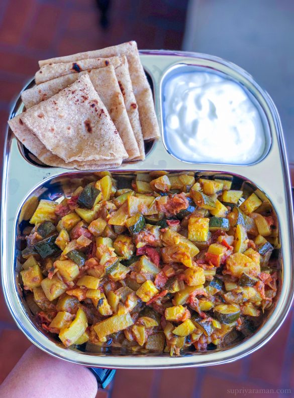 Spiced Ghee sauteed Zucchini + Lauki (Indian Bottle Gourd)