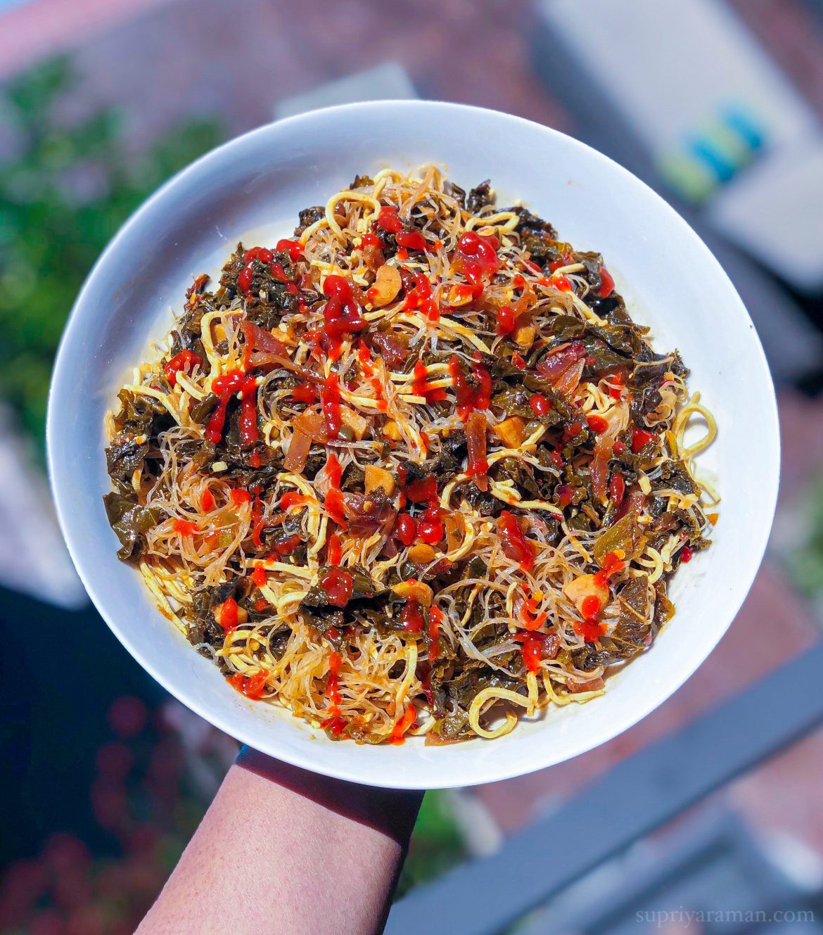 Shirataki Noodles with Sambal braised Kale