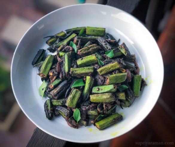 Crispy pan-fried Okra, Chettinad Style