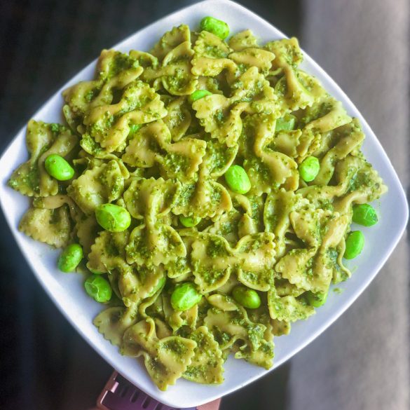 Kale Basil Almond Pesto and Bowties