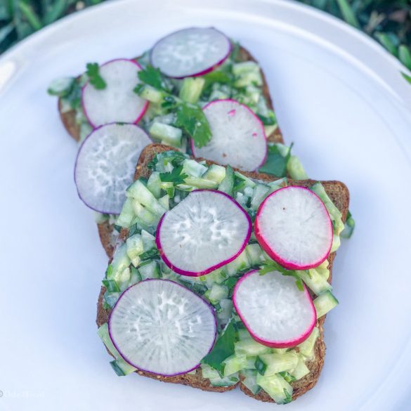 Cucumber & Radish Slaw on Toast