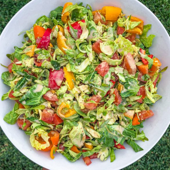 Shaved Brussels Sprouts Salad w/ Amchur Mayo Dressing